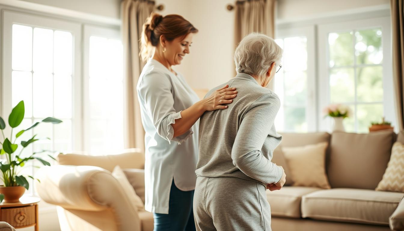 Health care aide assisting a patient